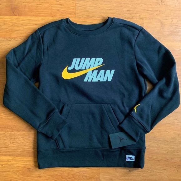Kids Air Jordan Black Crew Neck Sweatshirt w Kangaroo Pocket size Lg. - Picture 1 of 7